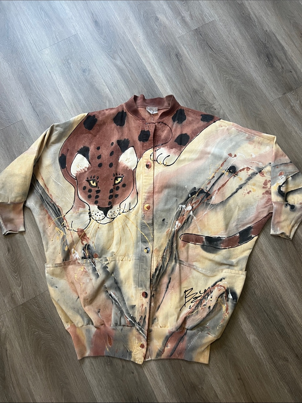 Vintage Hand Painted Leopard Jacket